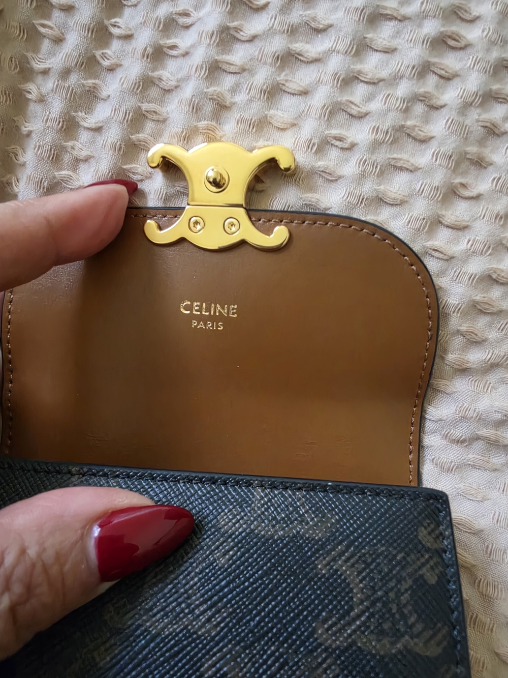 Celine Brown Monogram Wallet with Gold Triomphe Clasp - Picture 4 of 12